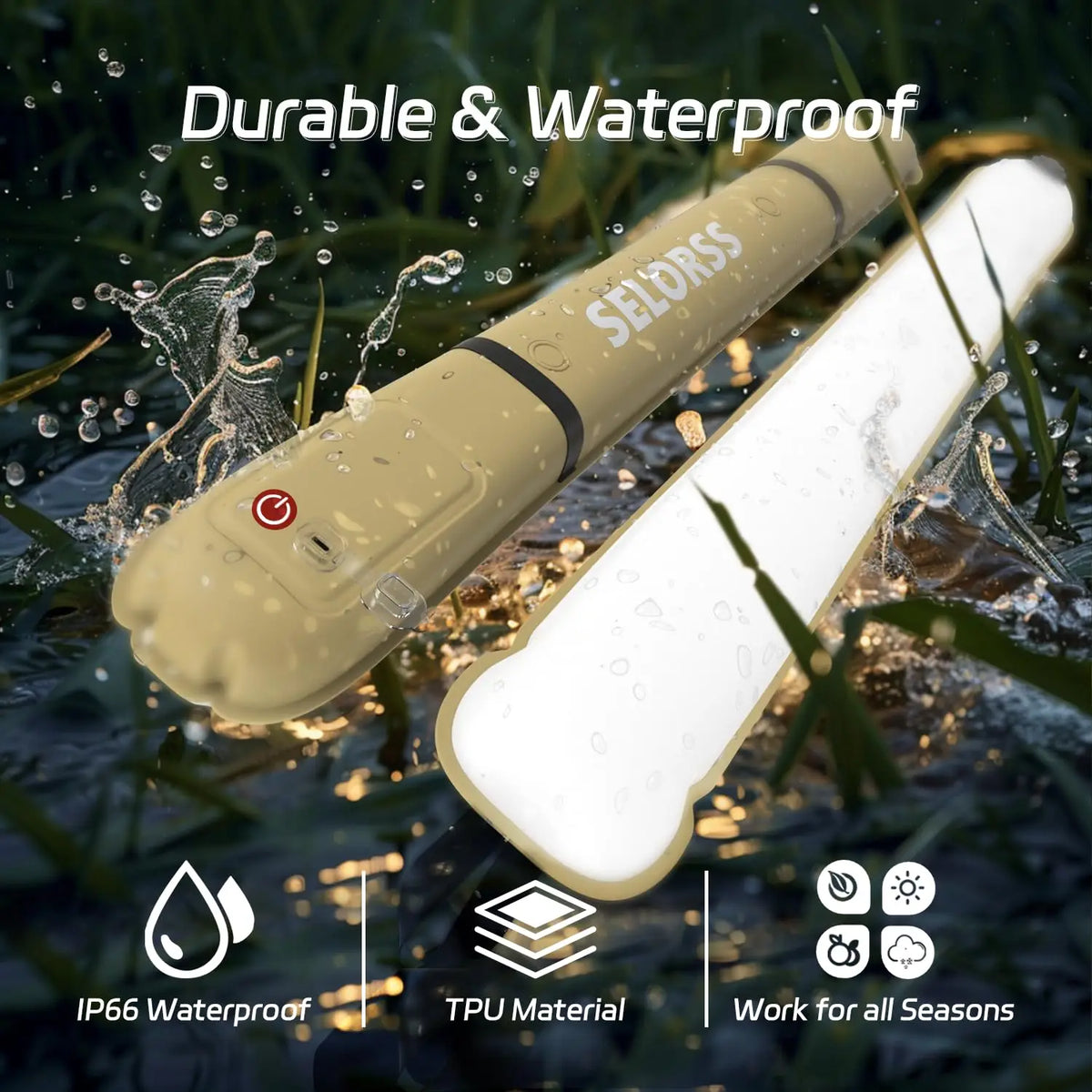 Selorss Rechargeable Portable Folding Camping Tent Light Waterproof Spotlight