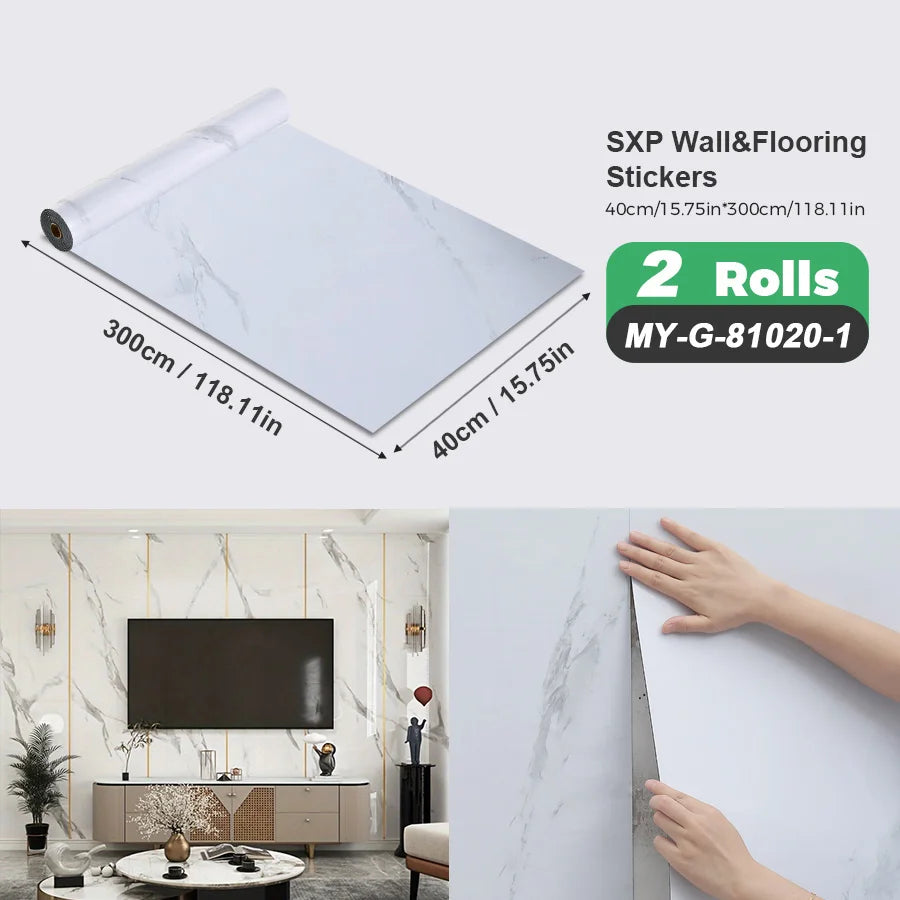Two Rolls Self-Adhesive Wall And Floor Sticker Wood Grain Marble Design