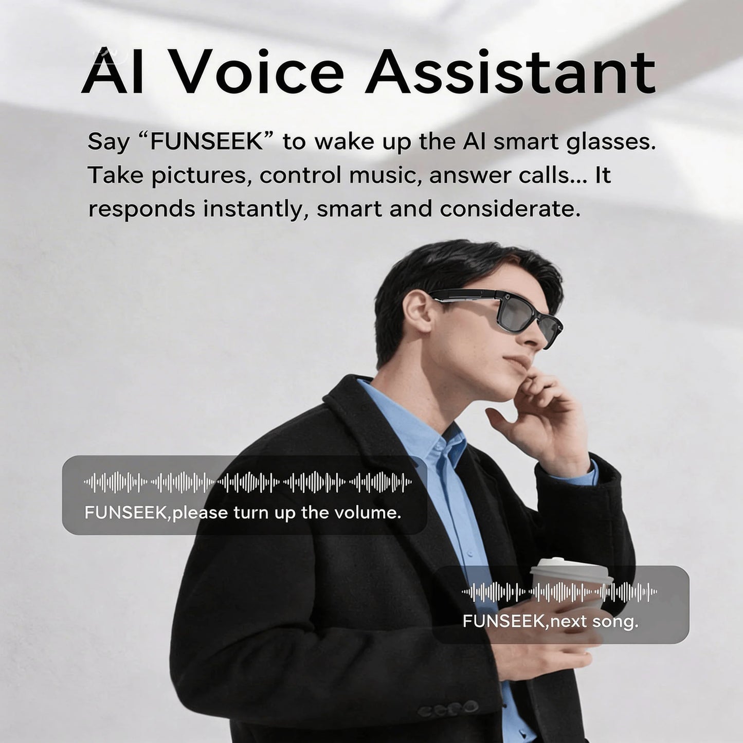W O Camera 4K Glasses With AI Translator And Object Recognition