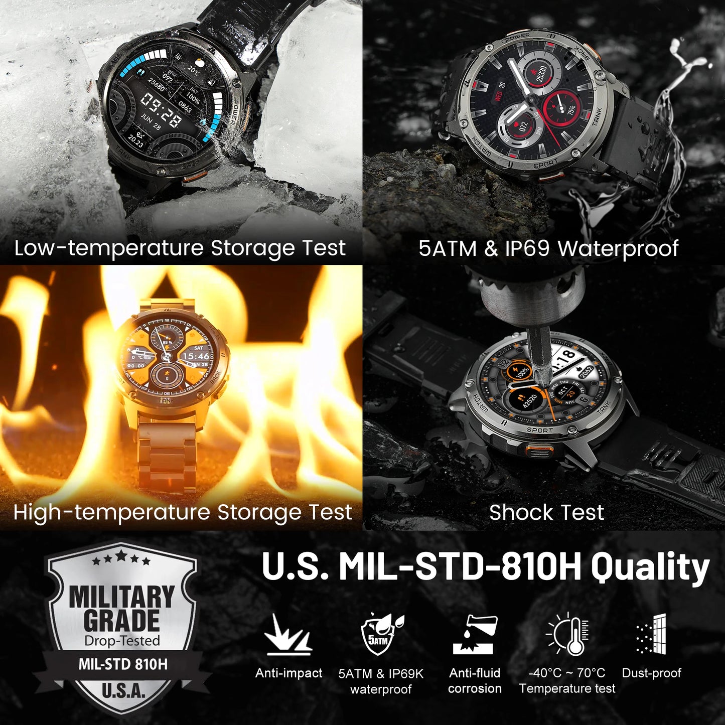 KOSPET Tank T3 Smartwatch Call And Text AMOLED AI Voice