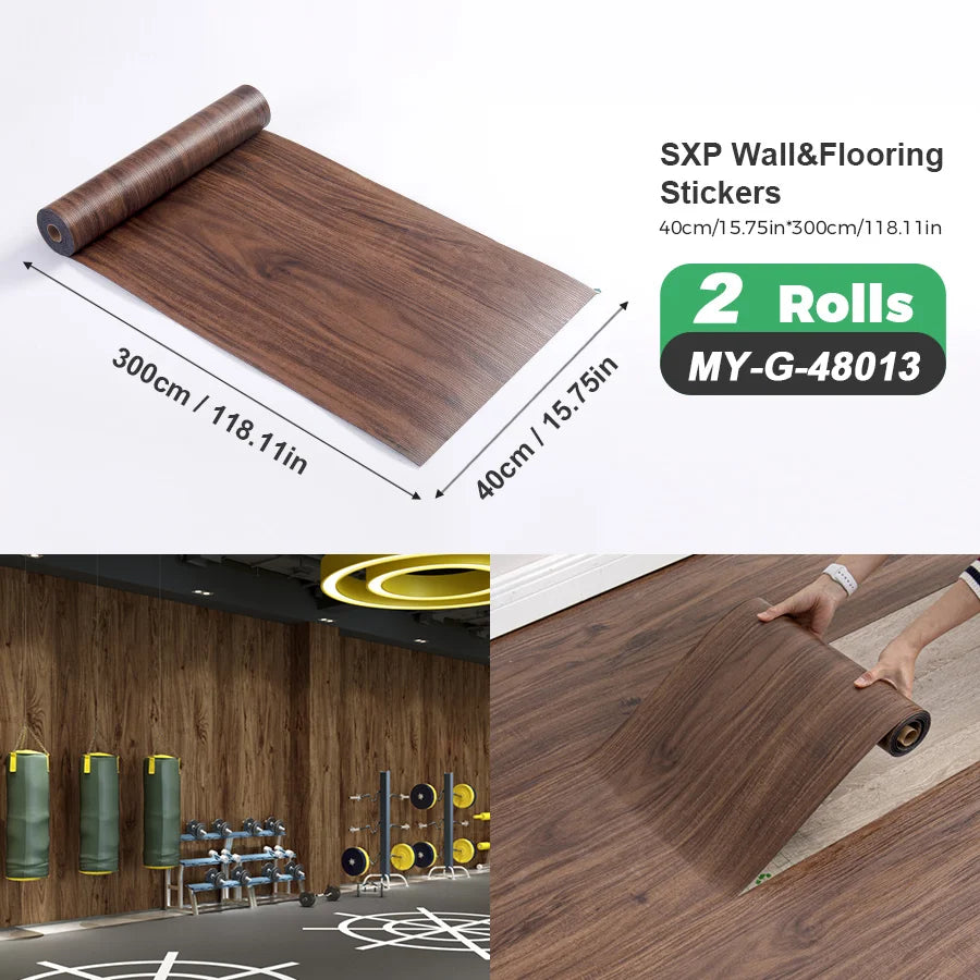 Two Rolls Self-Adhesive Wall And Floor Sticker Wood Grain Marble Design