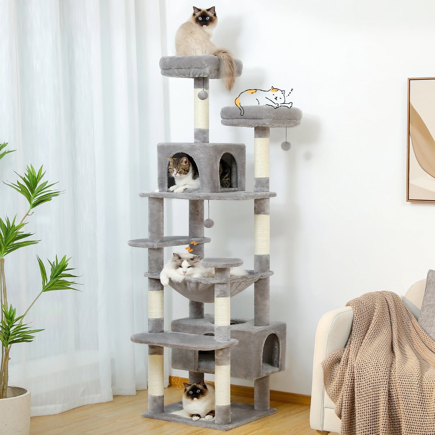 PAWZ Road Cat Tree And Tower For Indoor Cats With Scratching Posts