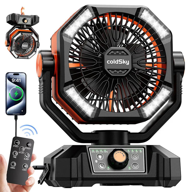SKYTOO 20000mAh Camping Fan With 4 LED Lanterns For Outdoor Camping 8 Speeds