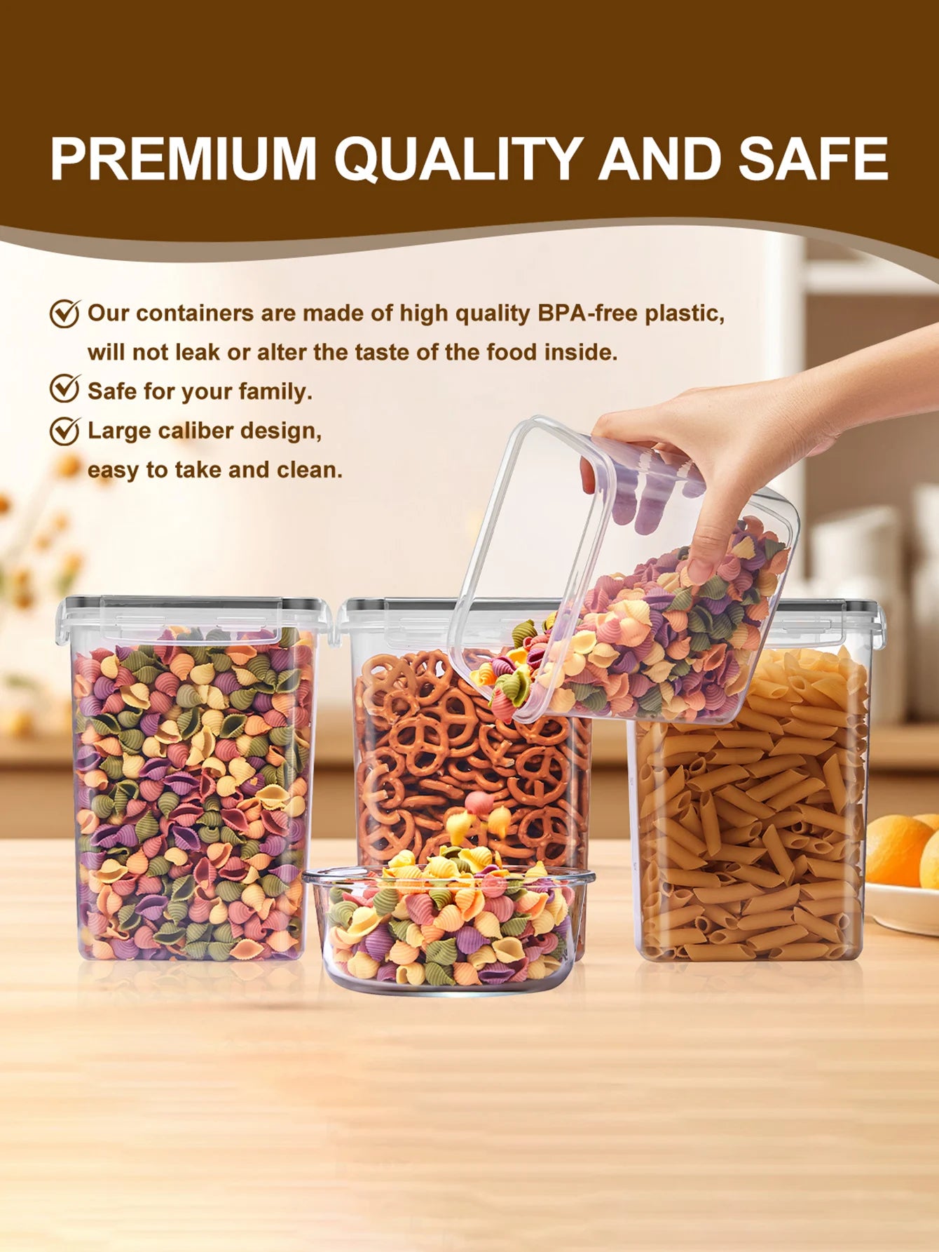 Sealed Food Storage Containers With Lids For Pantry Dry Goods