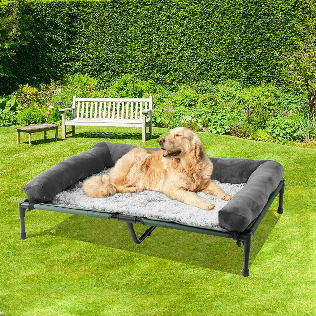 BINGOPAW Elevated Dog Bed With Detachable Cooling Plush Bolster