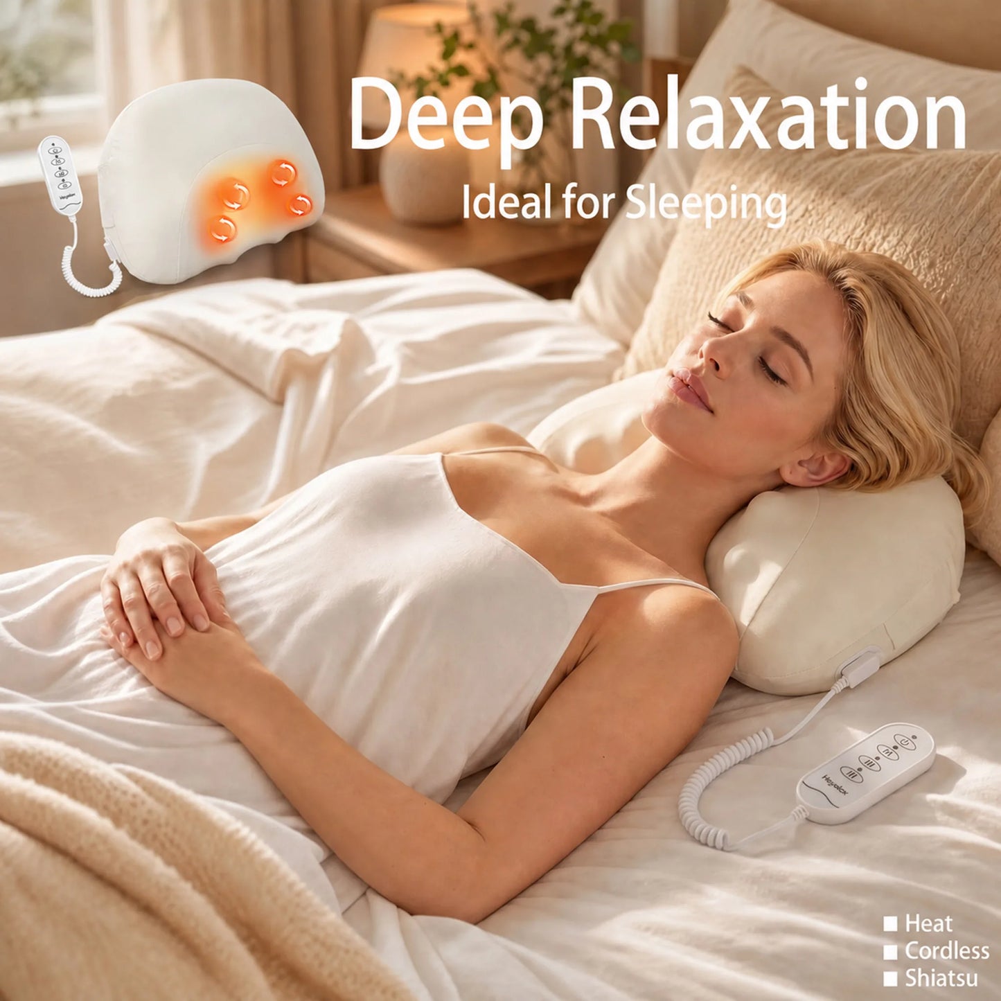 Heyelax Neck Massager Pillow With Heat Shiatsu For Pain Relief