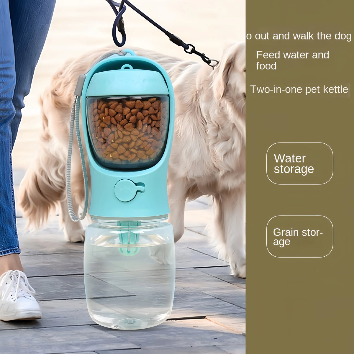 Portable Dog Cat Outdoor Travel Water Bottle With Feeder and Bowl Container