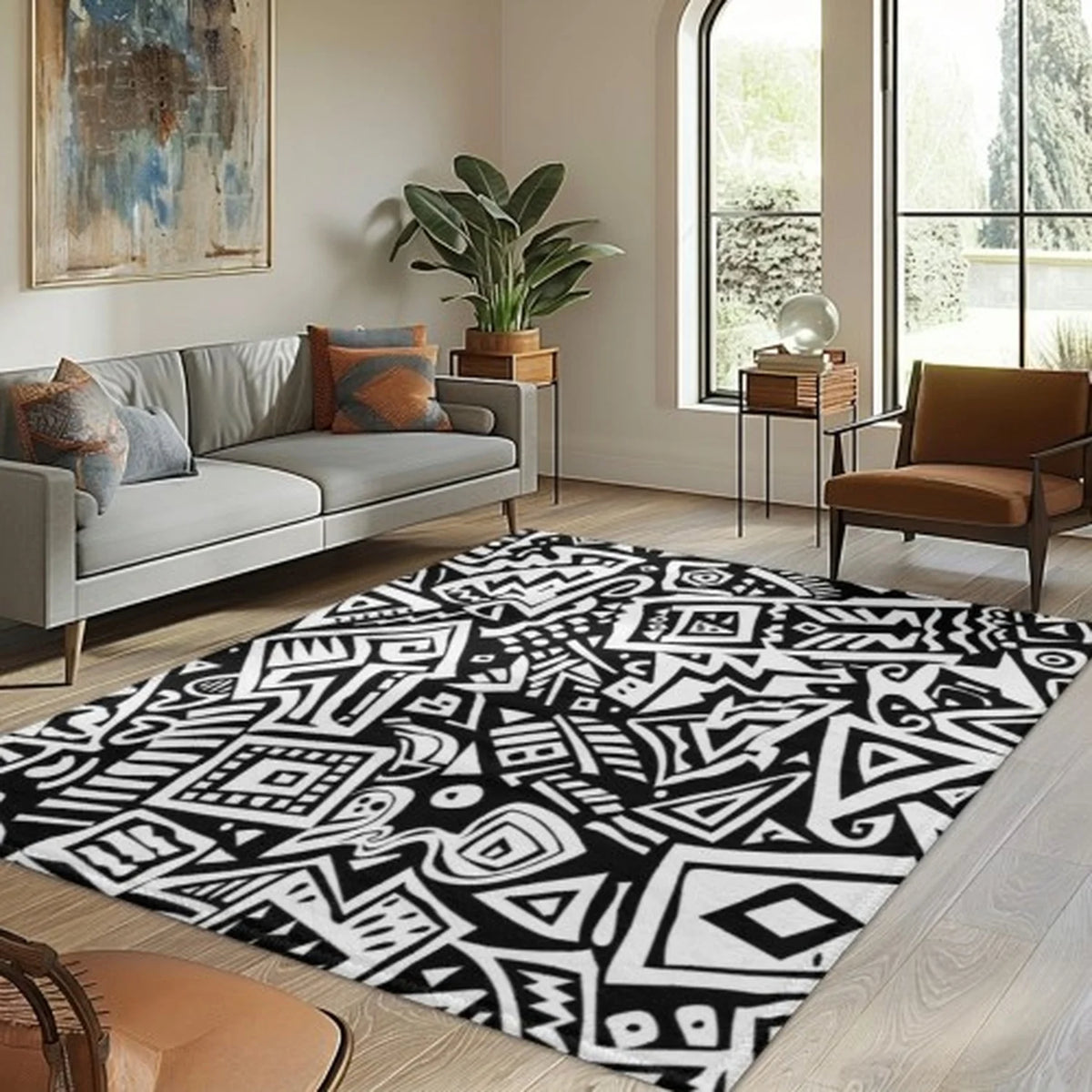 Modern Abstract Wool Carpet, Tufted Carpet, Luxurious Beige-Blue Area Rug, Minimalist Living Room Carpet, Soft Plush Bedroom Carpet, Modern Carpet.