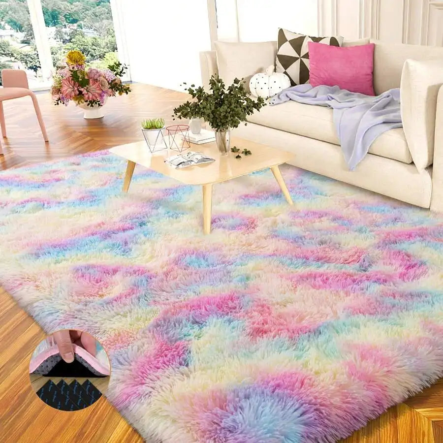 Soft Shag Rugs For Bedroom,  Living Room, Luxury Modern Plush Carpet Girls Boys Room Dorm Indoor Home Decor
