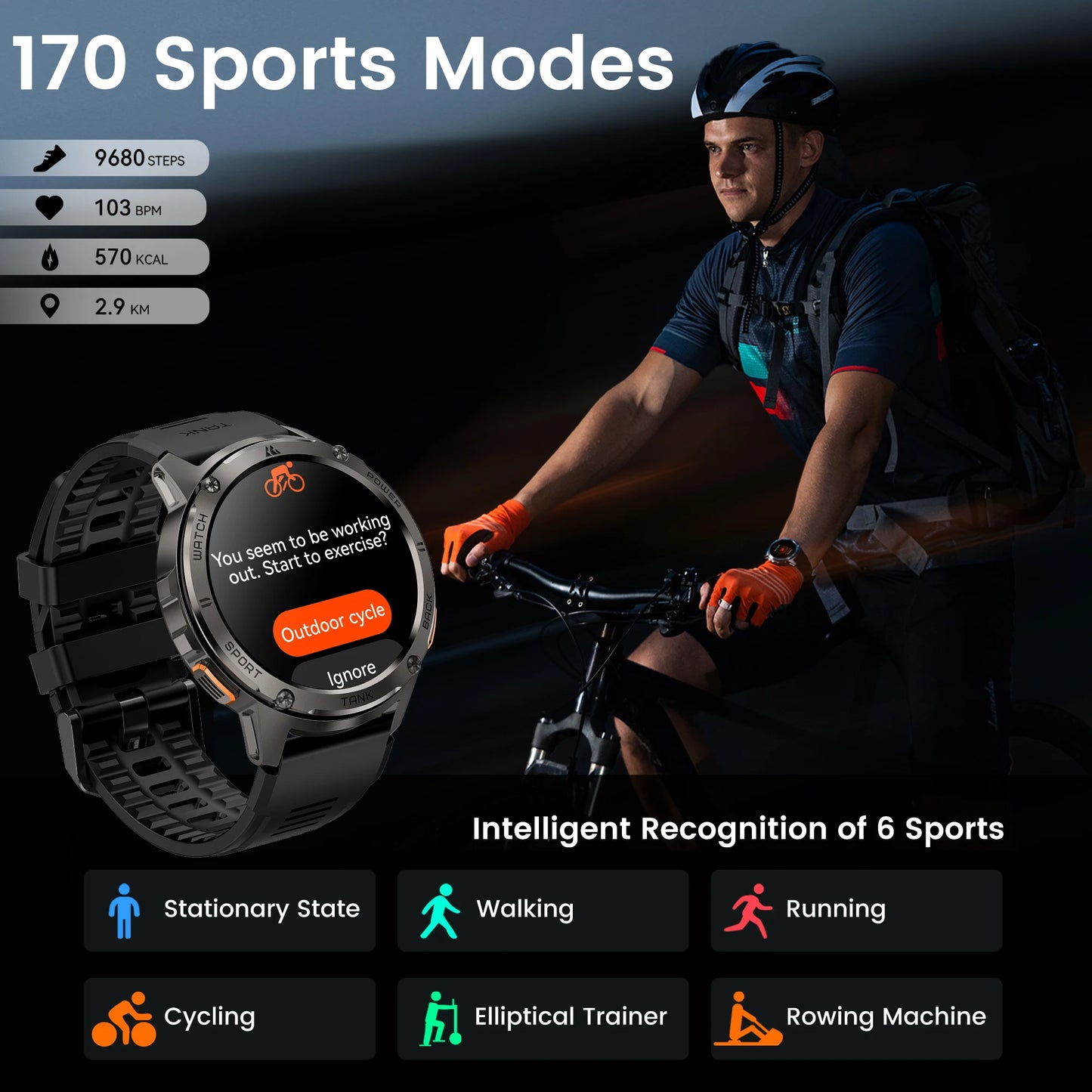 KOSPET Tank T3 Smartwatch Call And Text AMOLED AI Voice