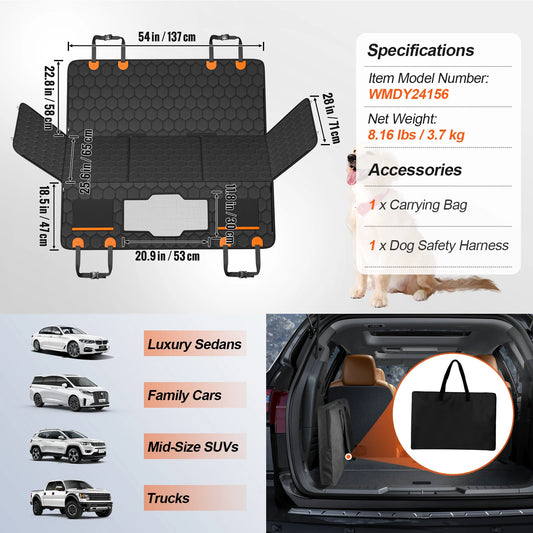 SucceBuy Back Seat Extender Dog Car Seat Cover For Pets