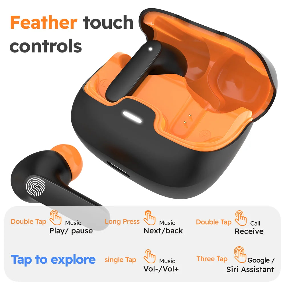 Jogrytece Bluetooth 5.4 TWS Earphones Ultra-Low Latency ENC Noise Cancelling