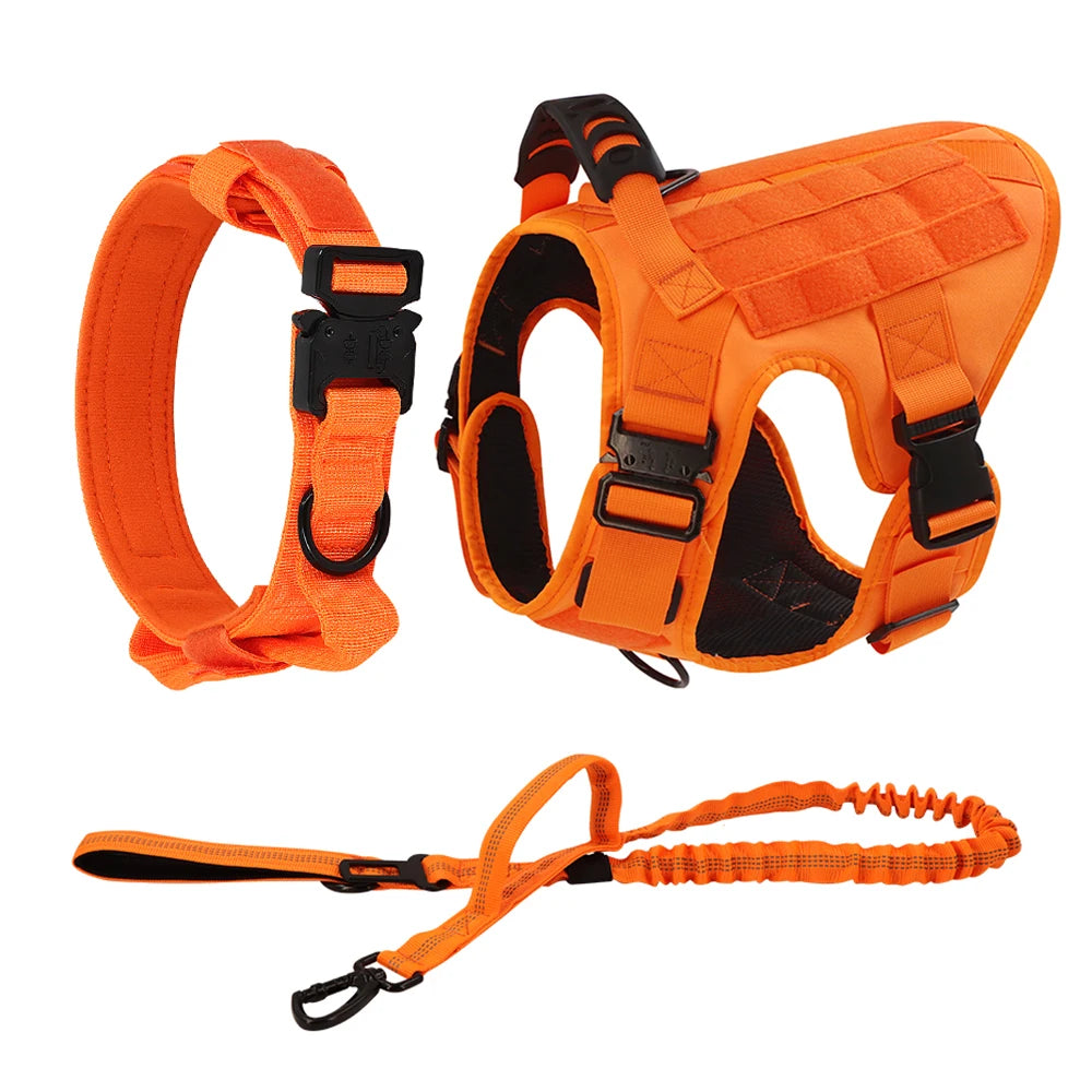 Military Camouflage Dog Harness With Leash For Training