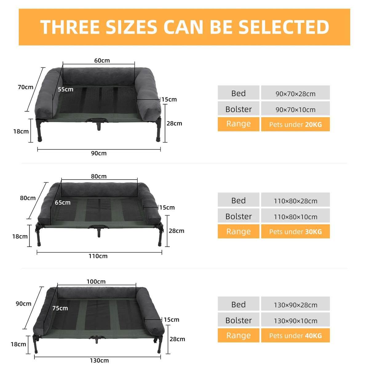 BINGOPAW Elevated Dog Bed With Detachable Cooling Plush Bolster