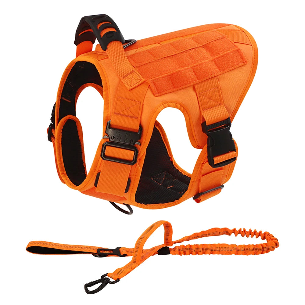 Military Camouflage Dog Harness With Leash For Training