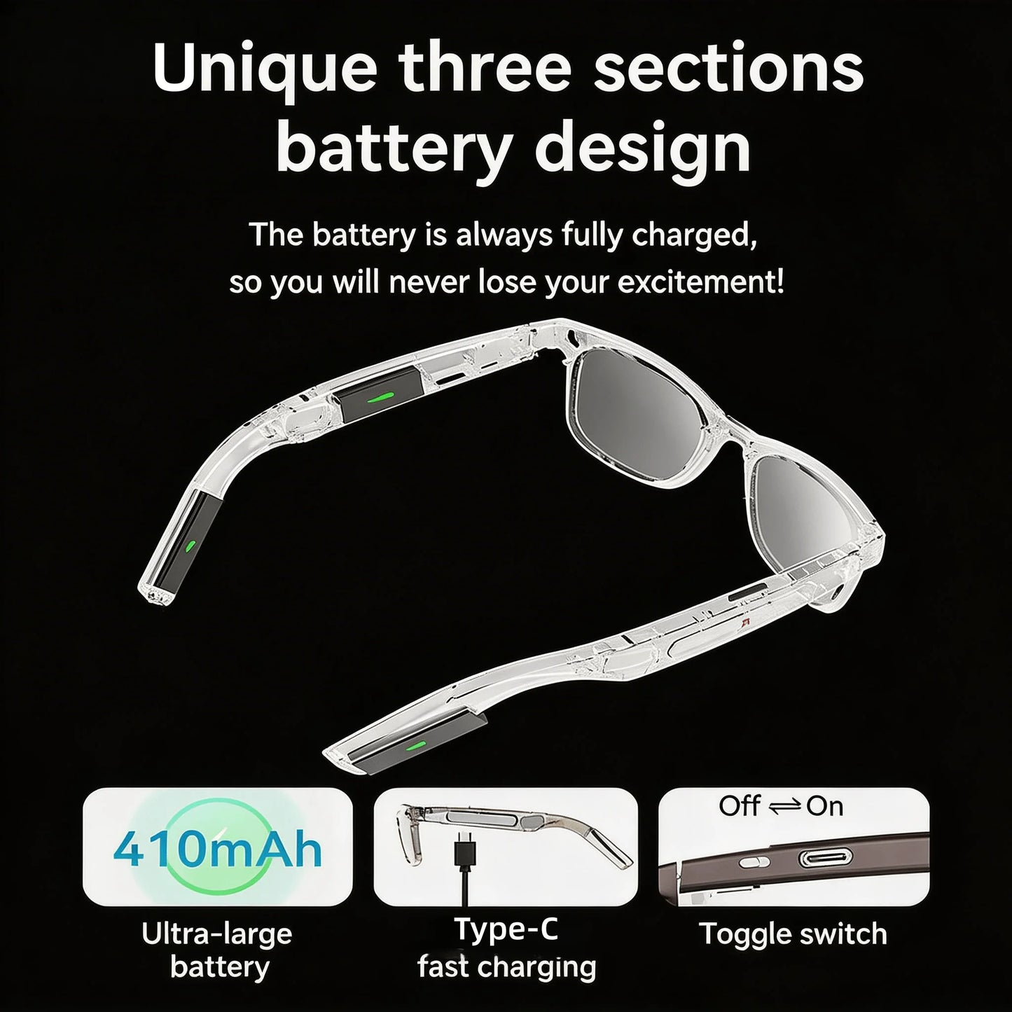 W O Camera 4K Glasses With AI Translator And Object Recognition