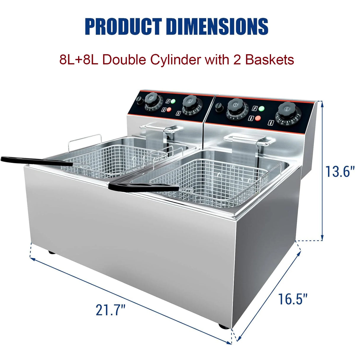 Acekool Commercial Electric Deep Fryer With Adjustable Thermostat