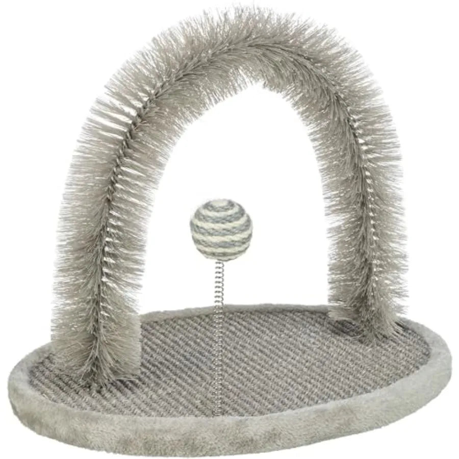 Self-Grooming Cat Scratcher with Brush Reduces Shedding