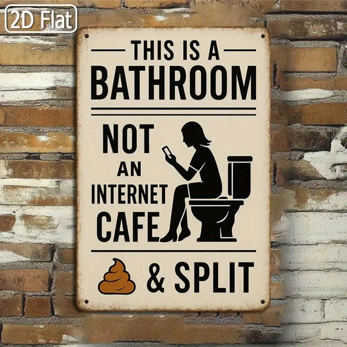 Vintage Style Tin Sign Bathroom Humor Wall Art for Restroom and Office