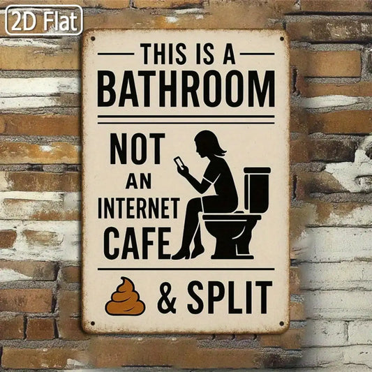 Vintage Style Tin Sign Bathroom Humor Wall Art for Restroom and Office