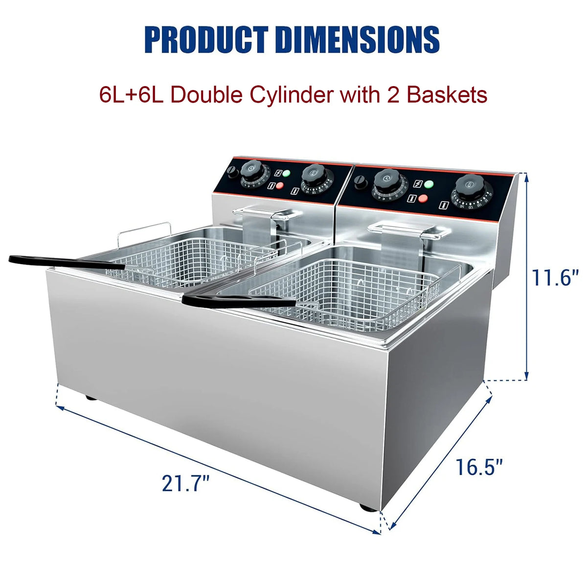 Acekool Commercial Electric Deep Fryer With Adjustable Thermostat