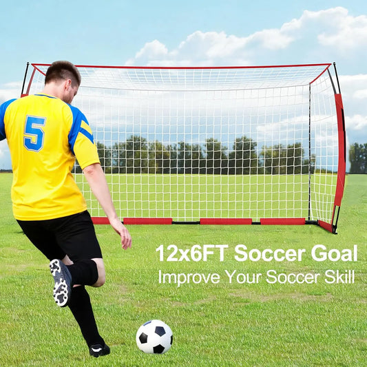 HiMISS Heavy Duty Steel Soccer Goal Foldable With Fiberglass Poles