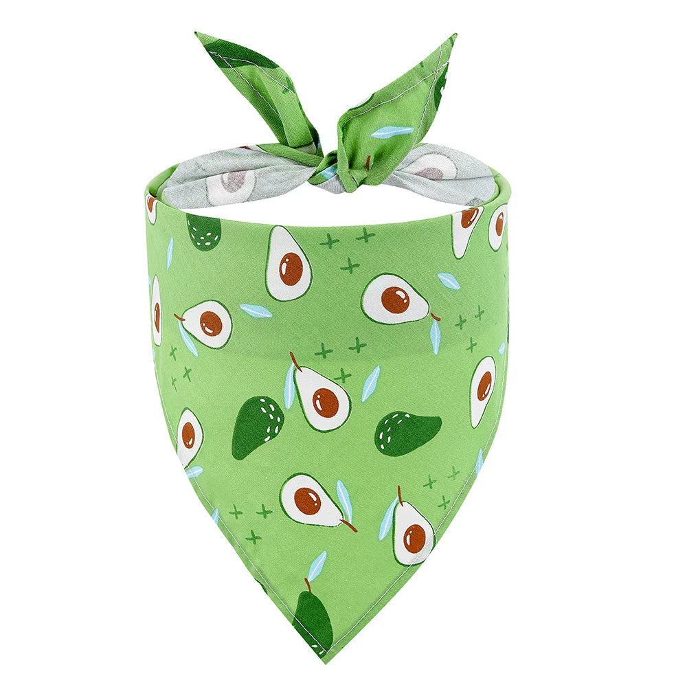 Fruit Floral Dog Bandana Adjustable Washable Soft Kerchief For Dogs