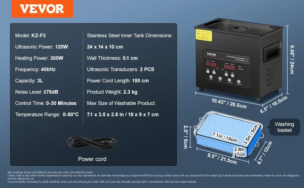 SucceBuy Portable Ultrasonic Cleaner With Timer For Home