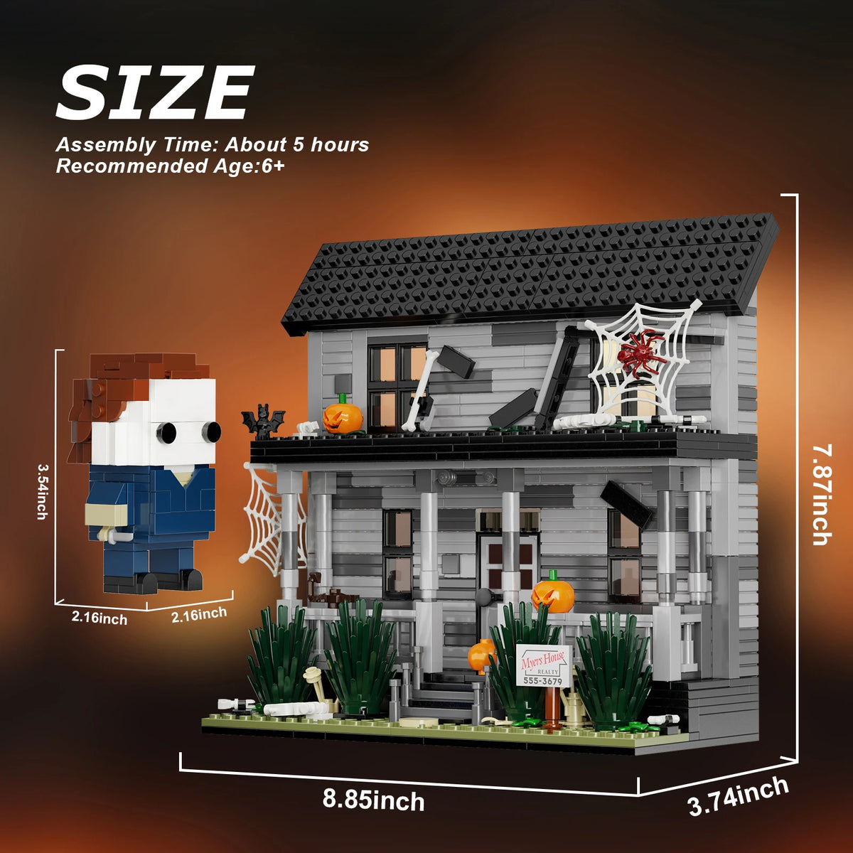 Horror Movie Architecture Building Blocks Model Desktop Ornament