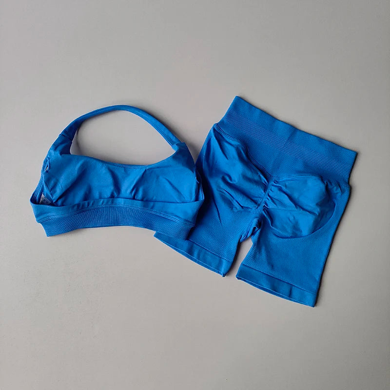 Seamless Breathable Yoga Bra And Shorts Set For Women