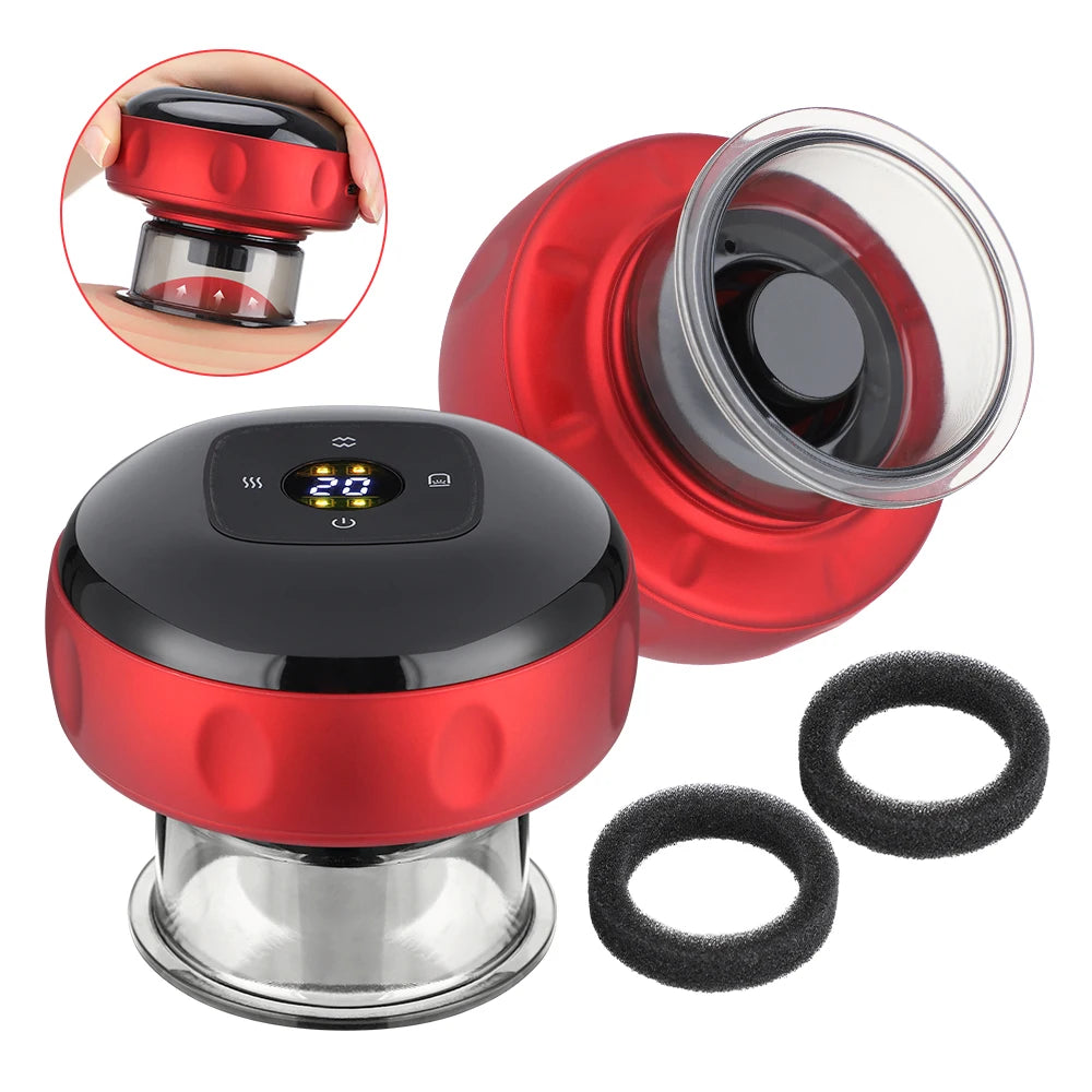 Smart Electric Cupping Massager With Red Light Heating And 12 Levels Suction