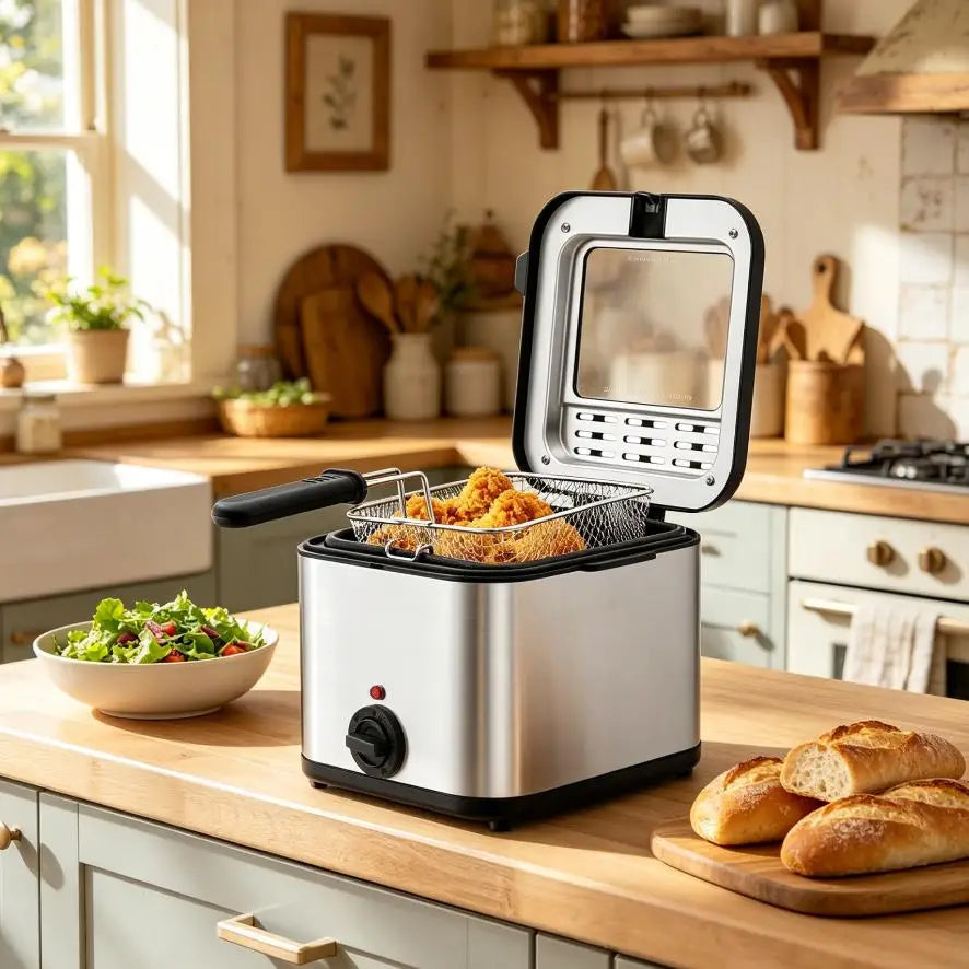 Electric Deep Fryer 1000W Stainless Steel Professional Grade