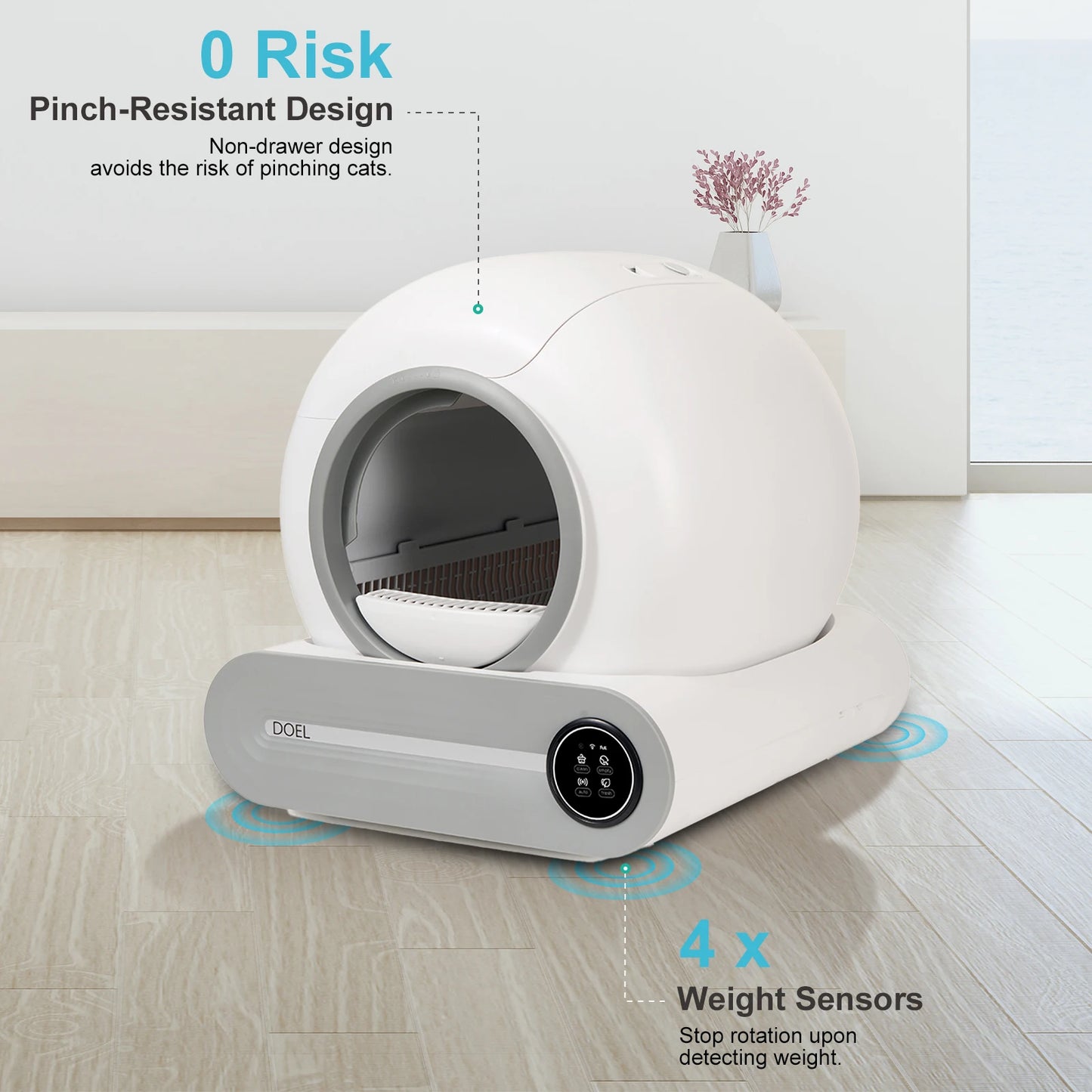 DOEL Smart Self Cleaning Cat Litter Box With App Control 2 4G WiFi