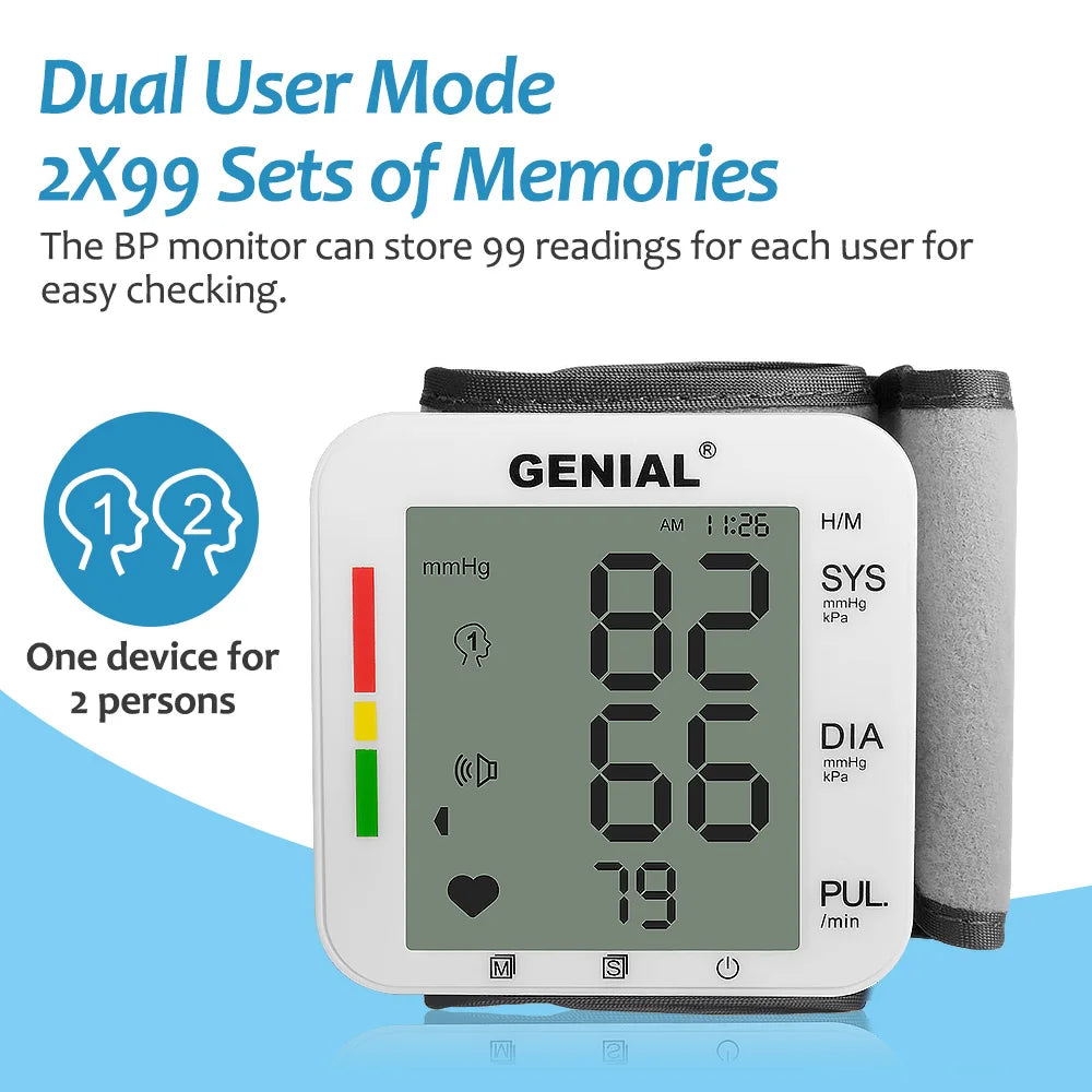 GENIAL Wrist Blood Pressure Monitor With 240 Memories