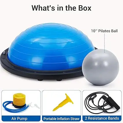 Half Exercise Ball With Base Bands And Pump For Yoga Pilates Fitness