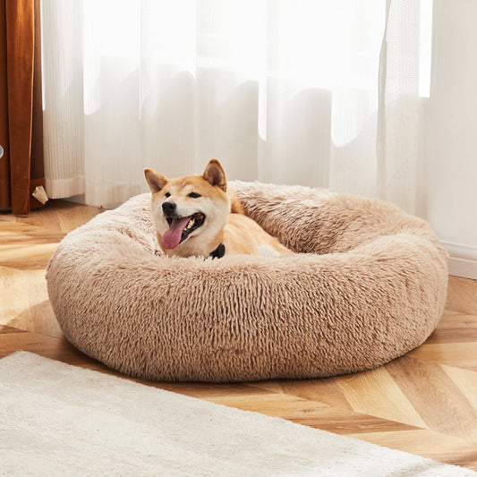 JHK Calming Dog Bed for Medium to Large Dogs Washable Plush Faux Fur Anti Slip