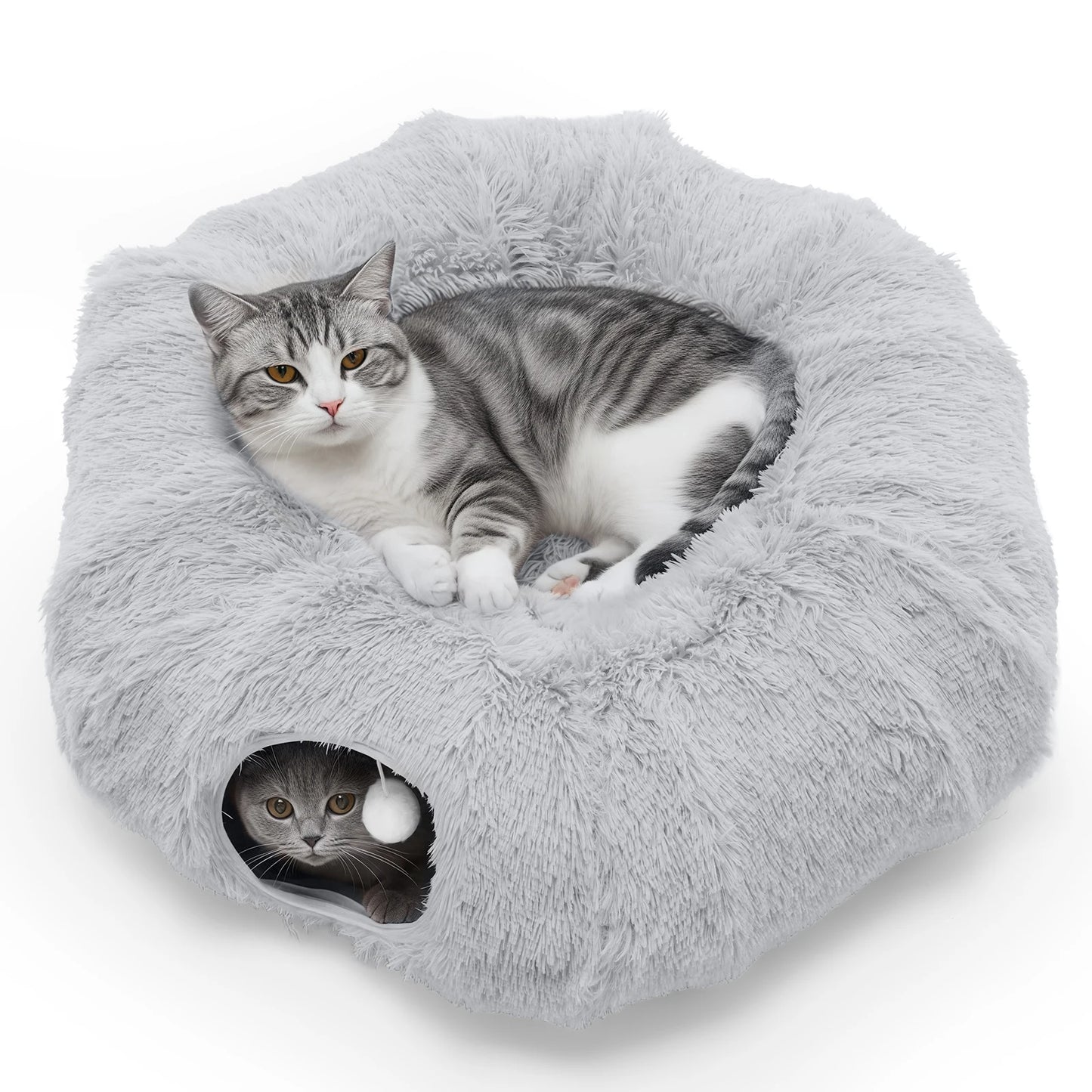 JHK Cat Tunnel Bed With Plush Playground For Cats
