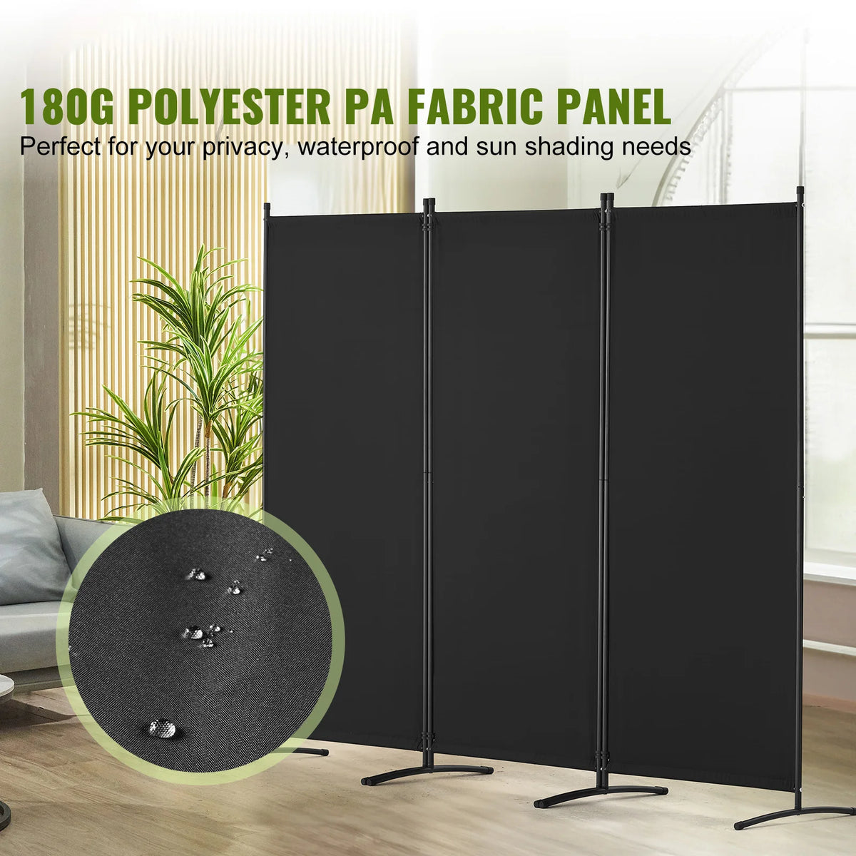 SucceBuy Folding Room Divider With Modern Fabric Privacy Panels
