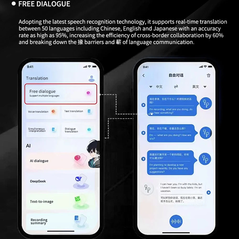 Smart Audio Glasses With Built-In Speakers Bluetooth Voice Control