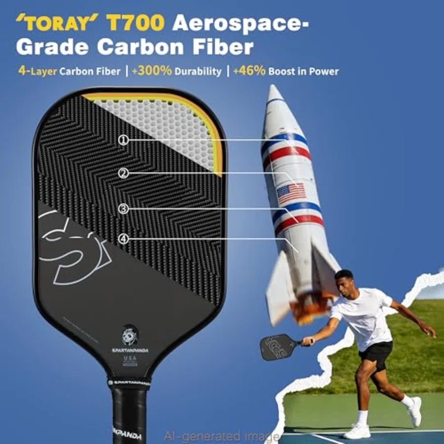 Carbon Fiber Pickleball Paddle Elongated Edge Racket For Pro Control