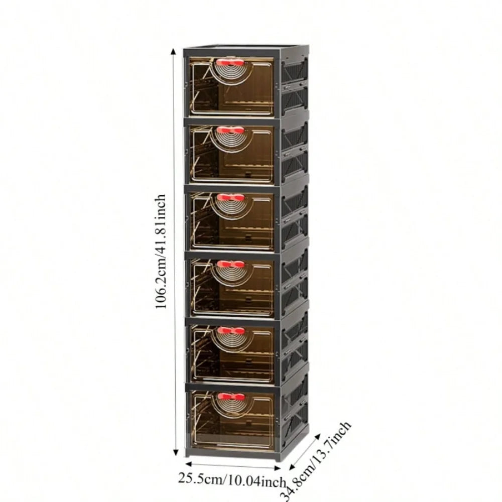 Foldable Shoe Box 6 Layer Transparent Storage For Entryway