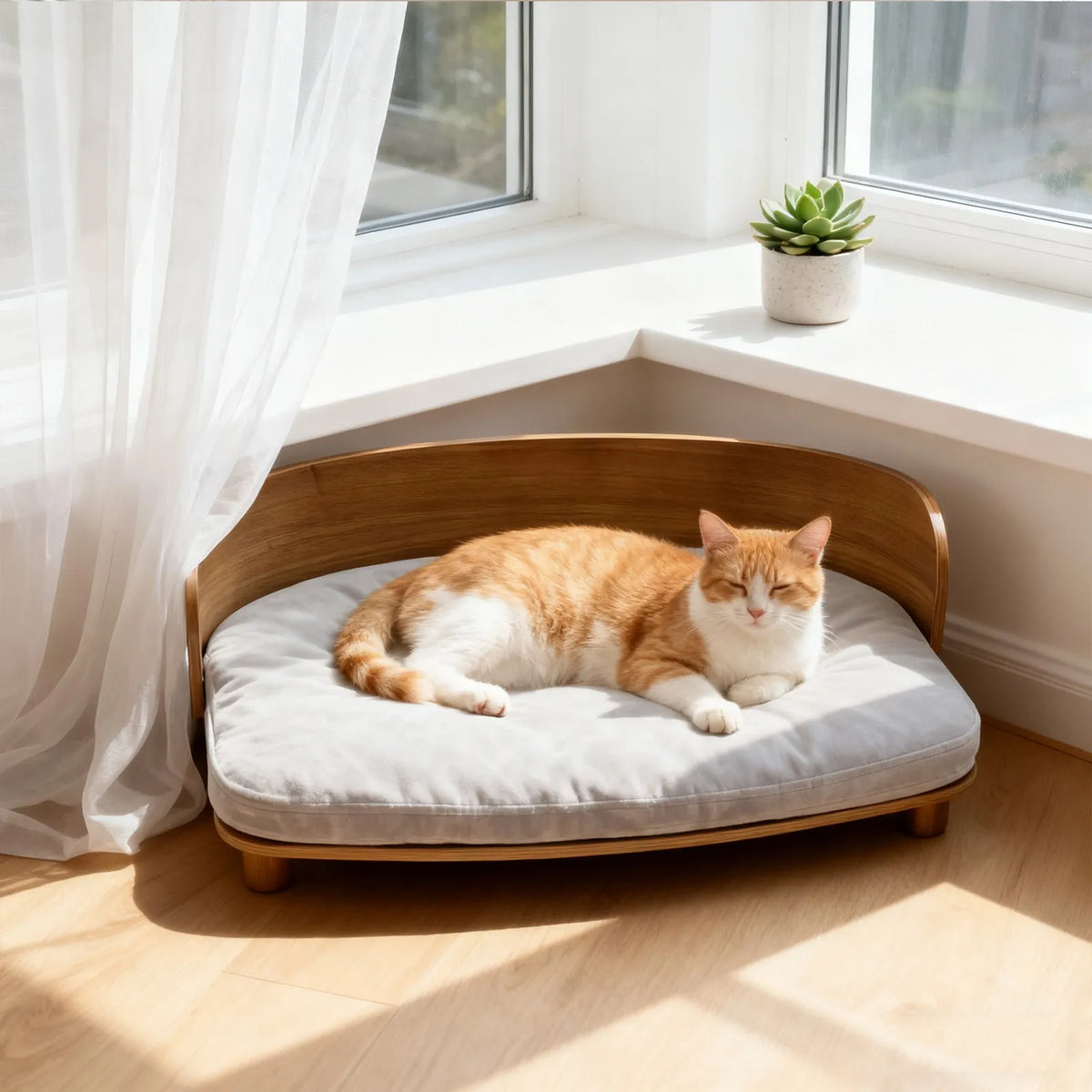 BORWART Elevated Pet Sofa Wood Bed for Small Dogs