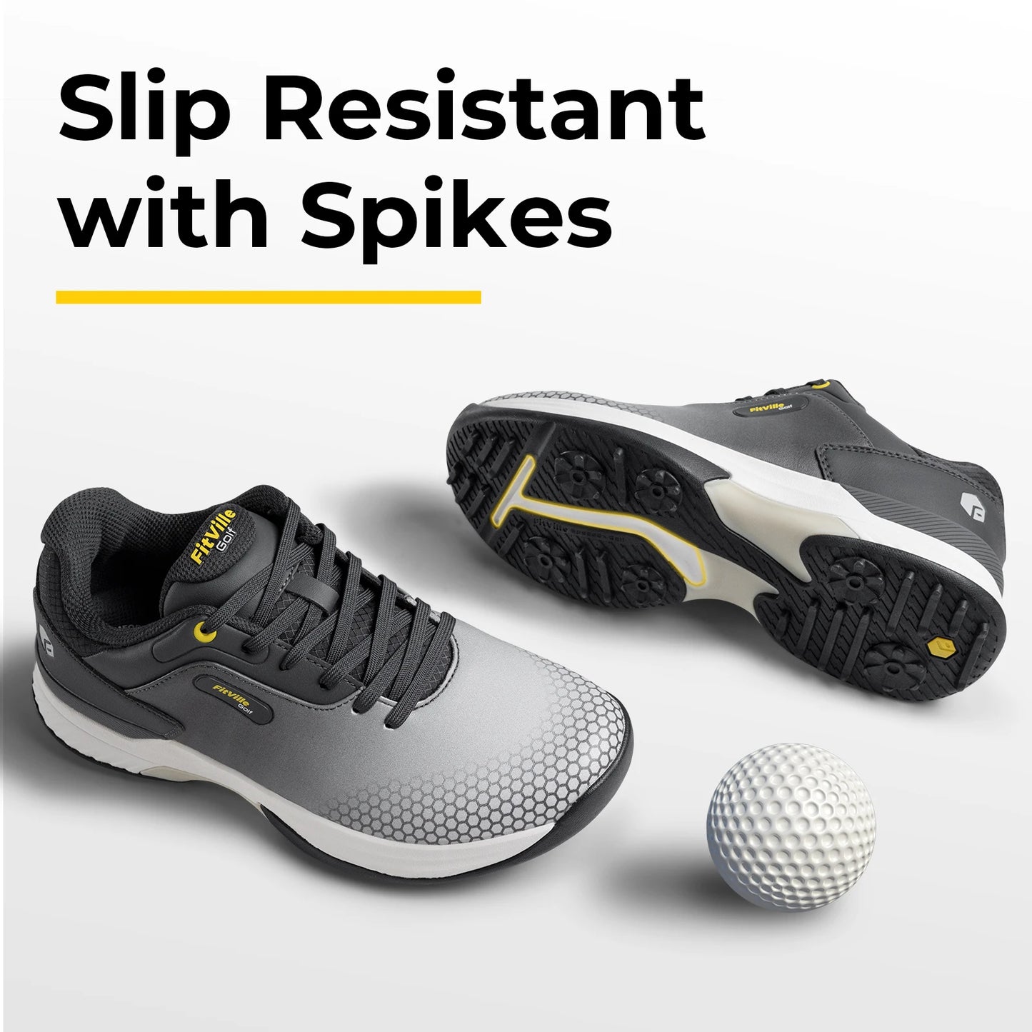 FitVille Mens Golf Shoes Non Slip Wear Resistant Breathable Comfort