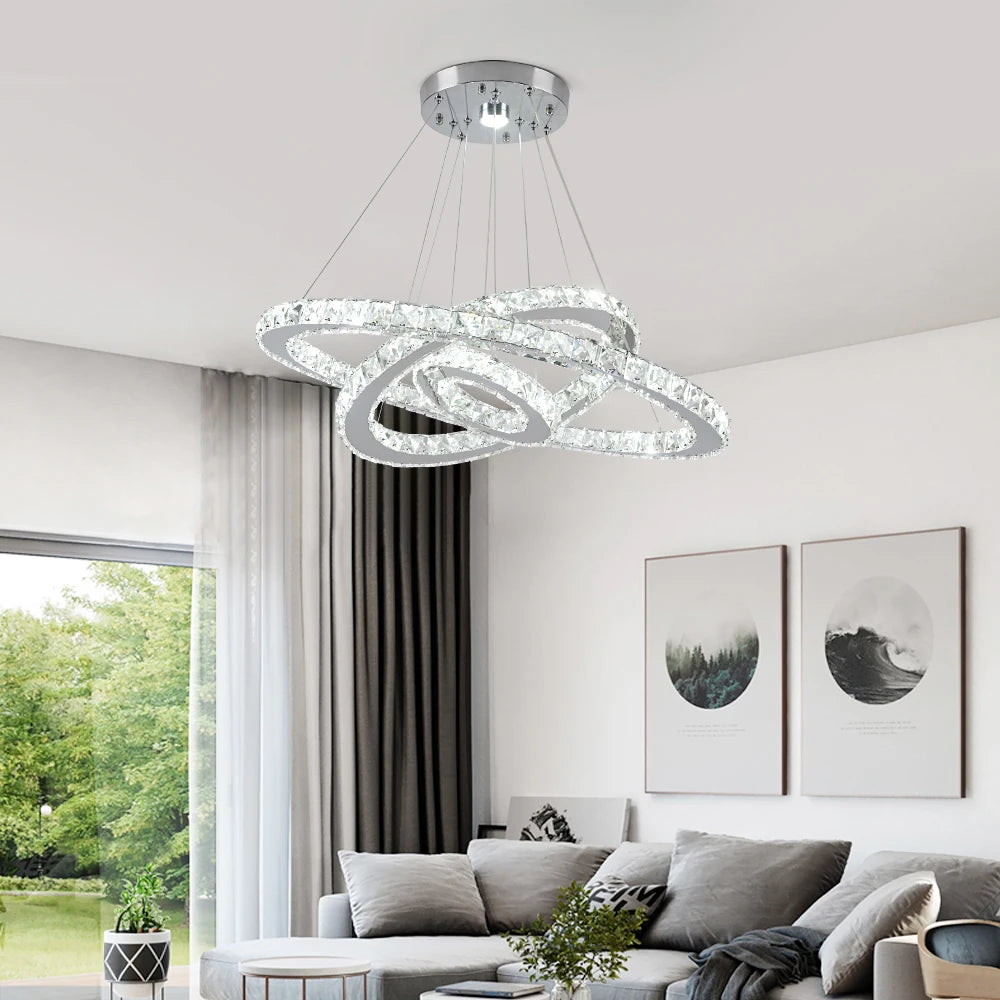 GreeLustr Crystal Modern Pendant Light Chandelier DIY Dimmable