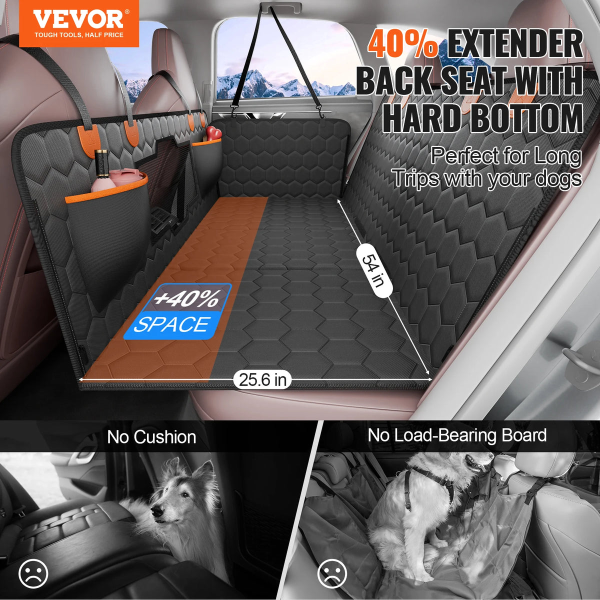 SucceBuy Back Seat Extender Dog Car Seat Cover For Pets