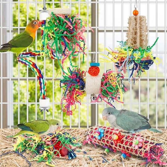 Bird Chew Toys For Parrots Paper Balls Foraging Cage