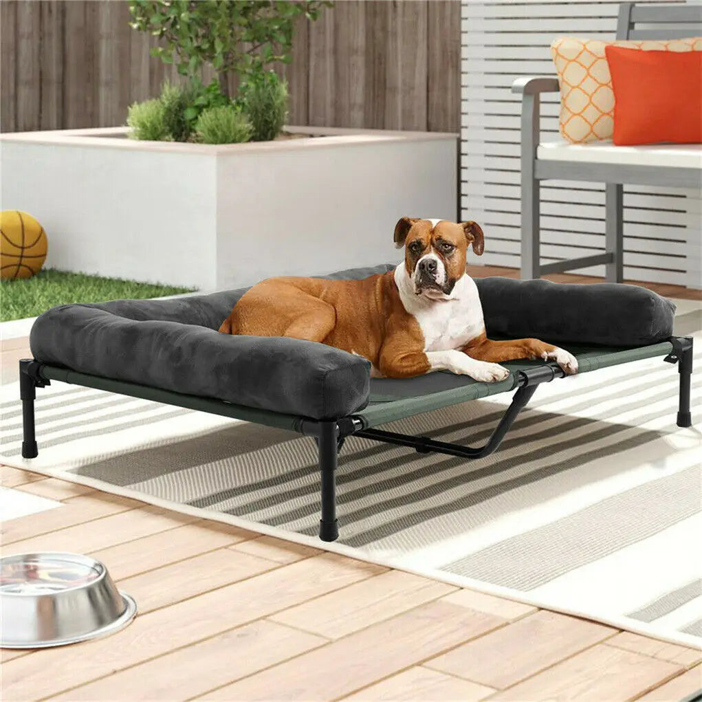 BINGOPAW Elevated Dog Bed With Detachable Cooling Plush Bolster