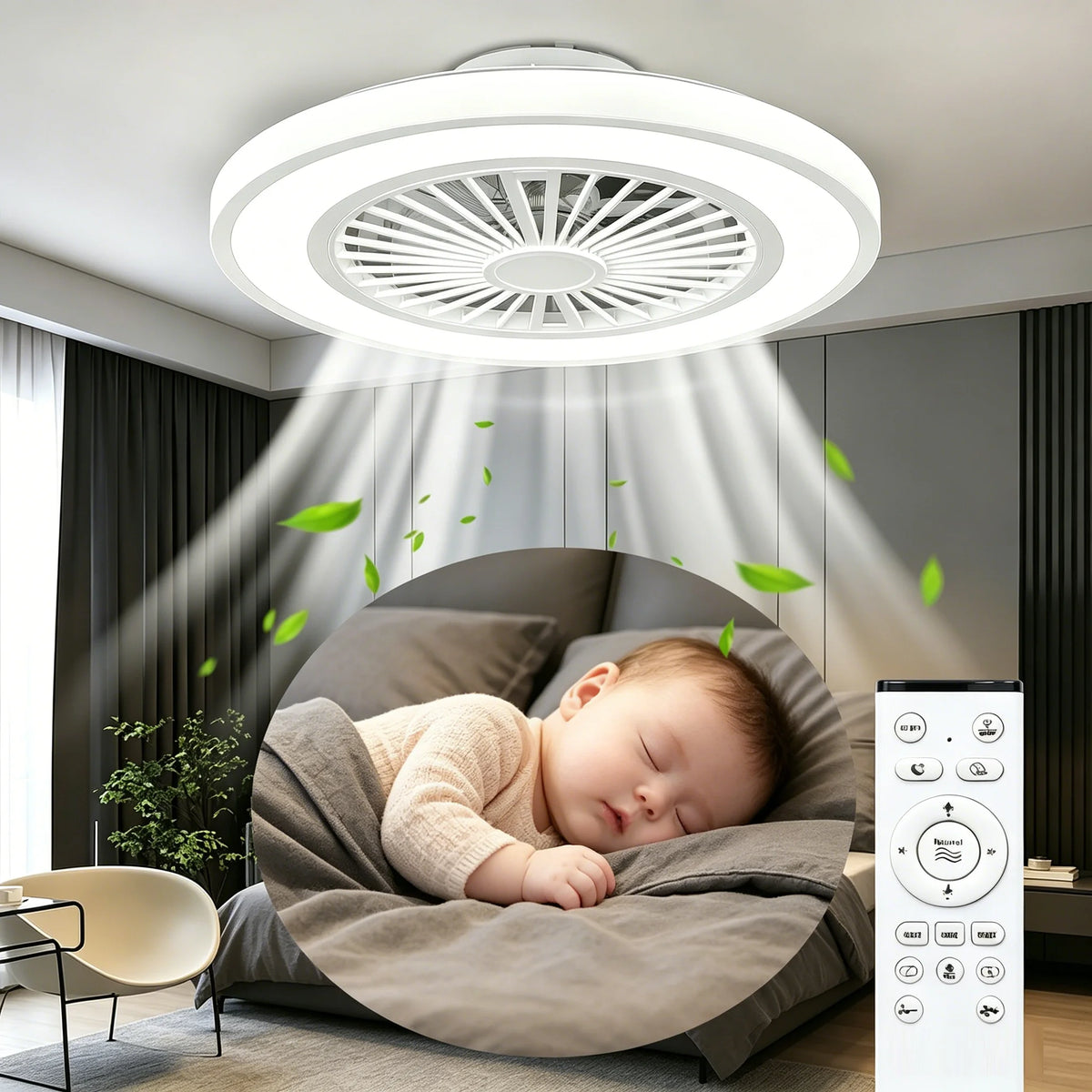 Silent Reversible DC Ceiling Fan With Remote And Light
