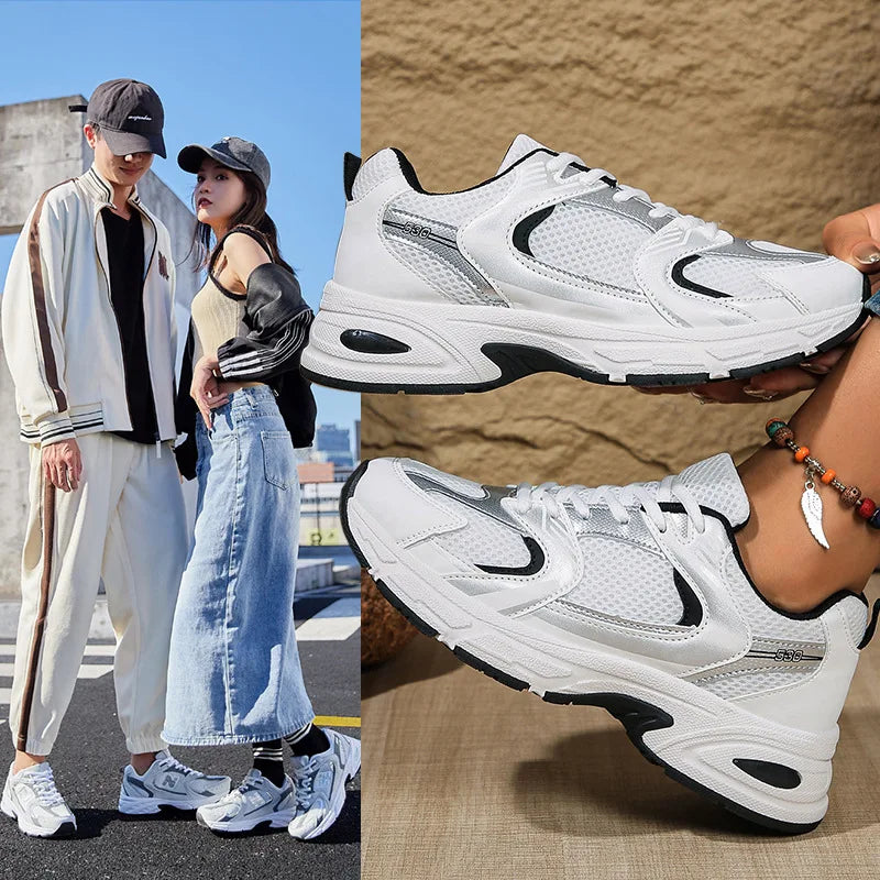 Women's Retro Dad Shoes Breathable Mesh Platform Sneakers Lace Up