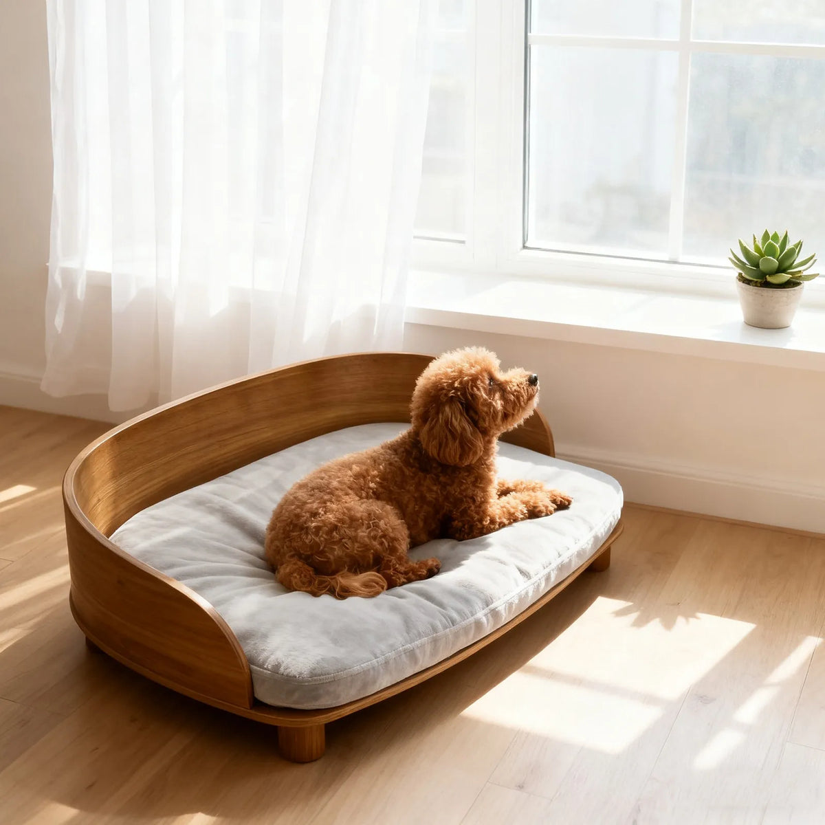 BORWART Elevated Pet Sofa Wood Bed for Small Dogs
